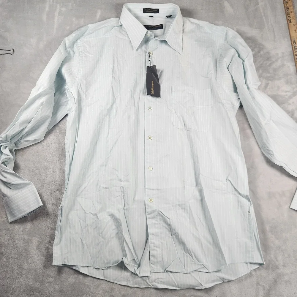 Mario Masotti Single Needle Tailoring Blue Dress Shirt 16.5/36-37 Italy New York
